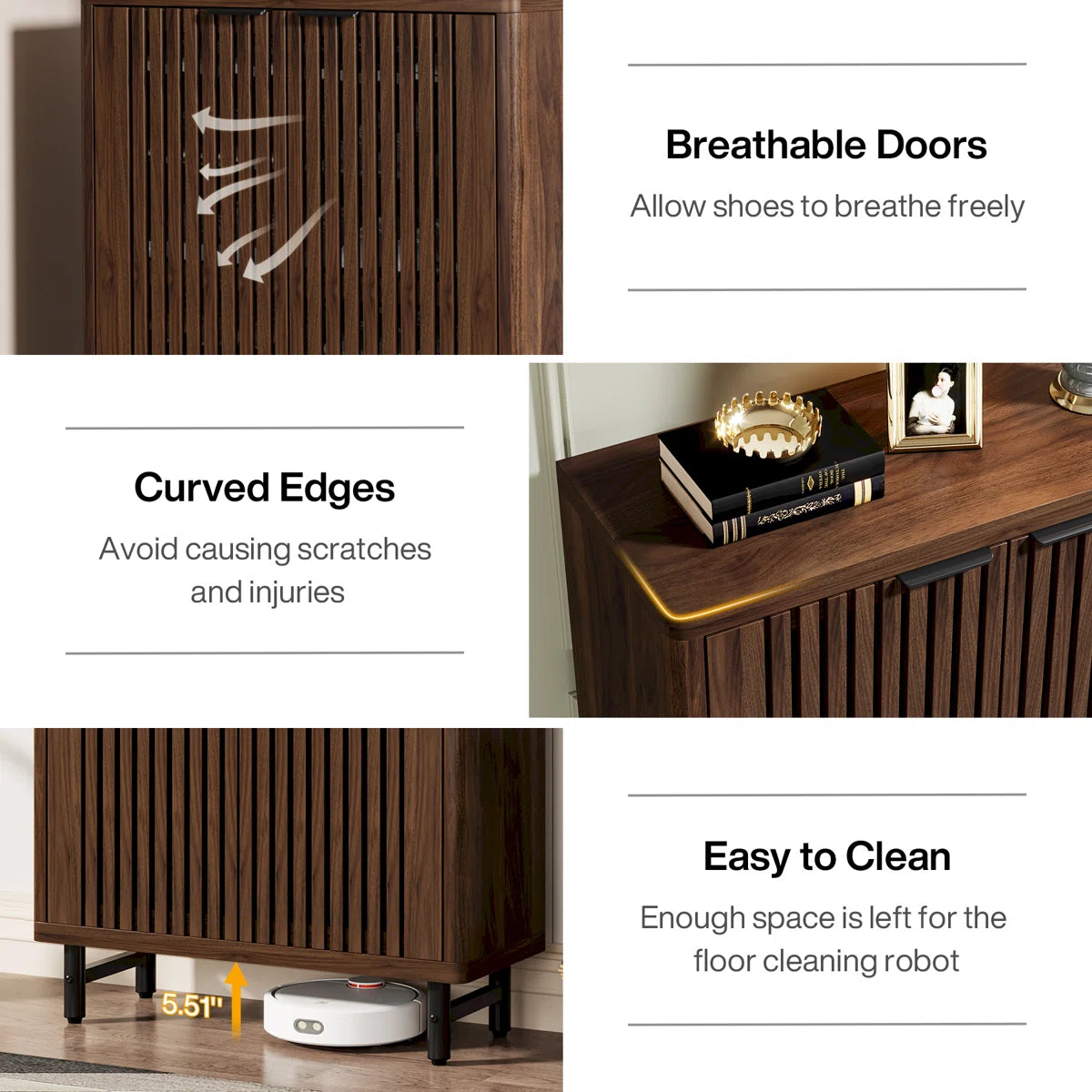 24 Pair Shoe Storage Cabinet with 2 Shutter Doors