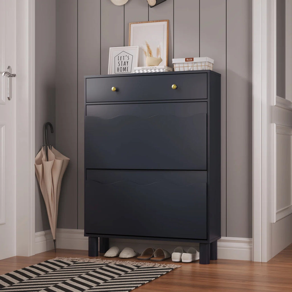 Modern Two-Tier Cloud Shoe Cabinet With Doors