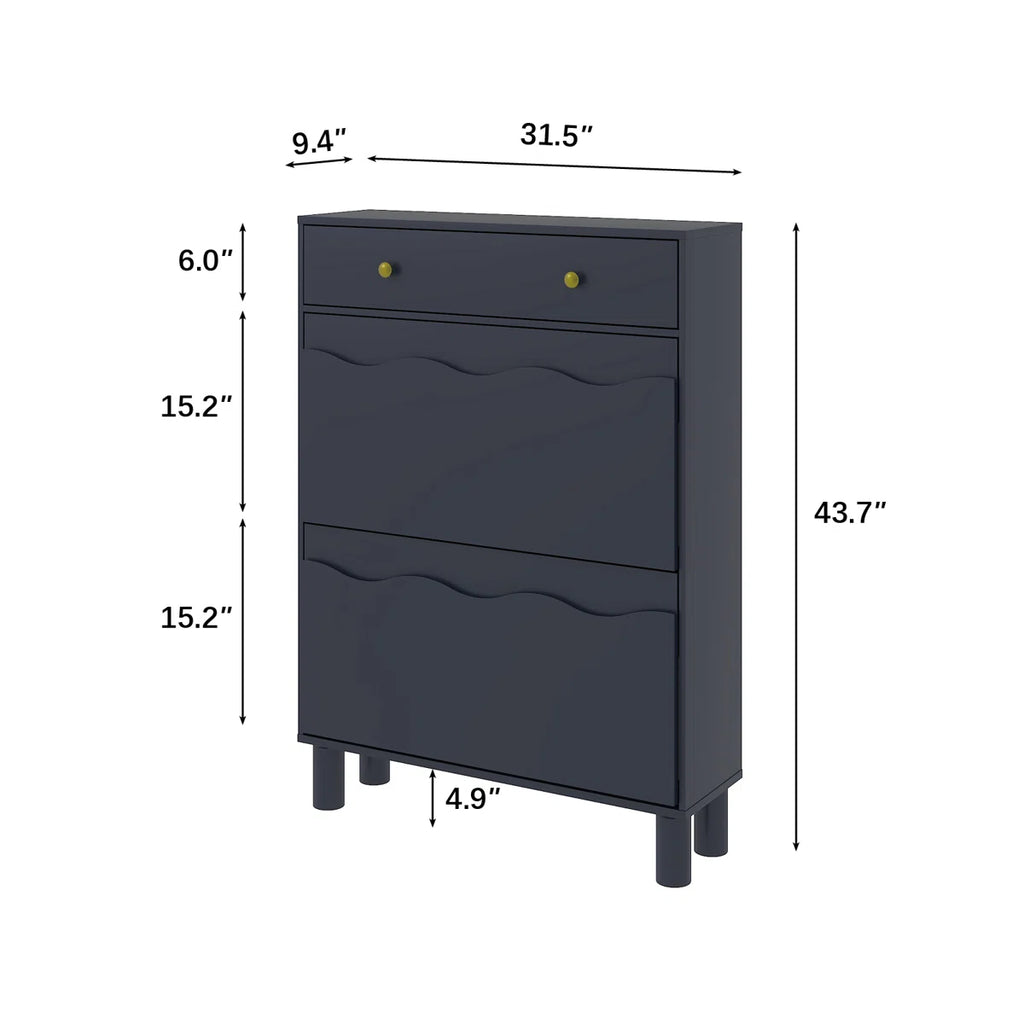 Modern Two-Tier Cloud Shoe Cabinet With Doors