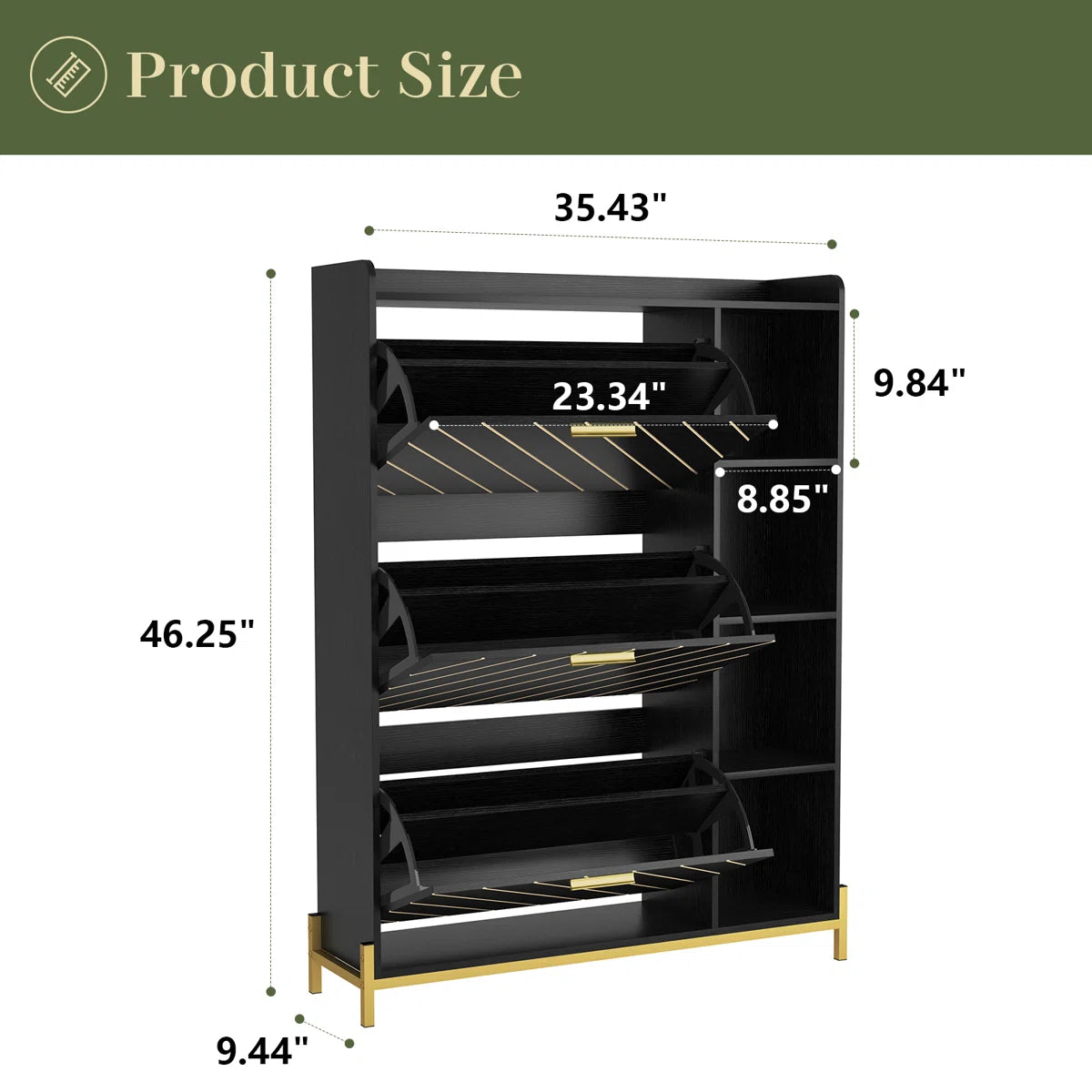 Modern 3-Drawer Shoe Cabinet