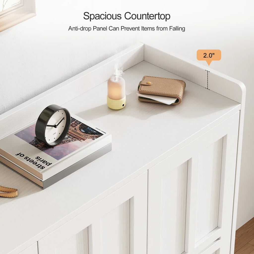 5-Tier 30 Pairs Shoe Cabinet With 3 Doors And Adjustable Shelves For Entryway