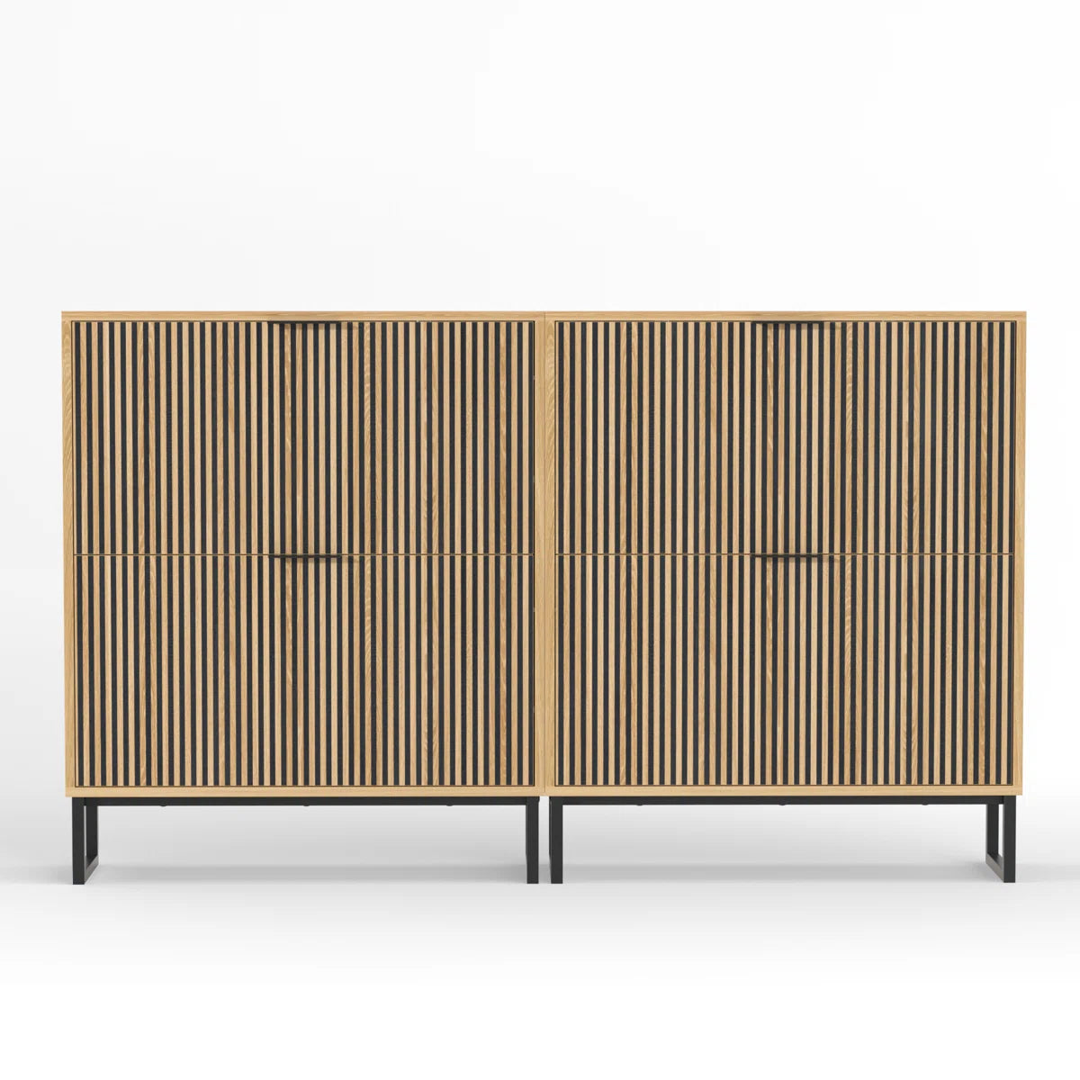 63" W 32 Pair Shoe Storage Cabinet with 4 Drawers and Adjustable Shelves,Freestanding Organizer for Dorms & Entryways, Easy Assembly